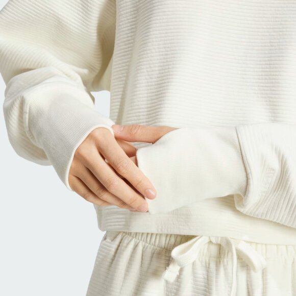 Adidas Women’s XL Ribbed V-neck Cropped Sweatshirt – White | New Without Tags - Picture 15 of 15